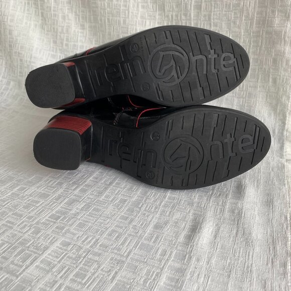 Remonte Patent Leather Black & Red Ankle Boots Sz 8.5 - Picture 12 of 16